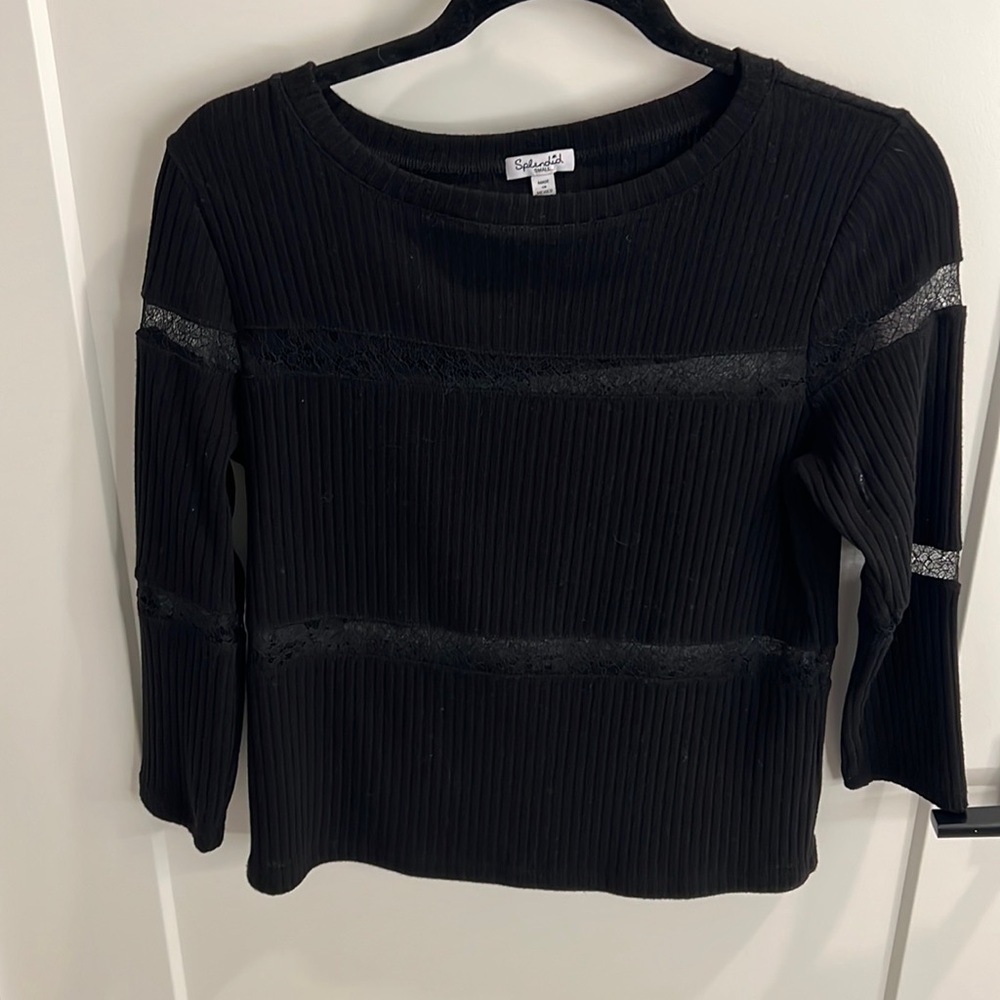 Splendid Lace + Ribbed Top